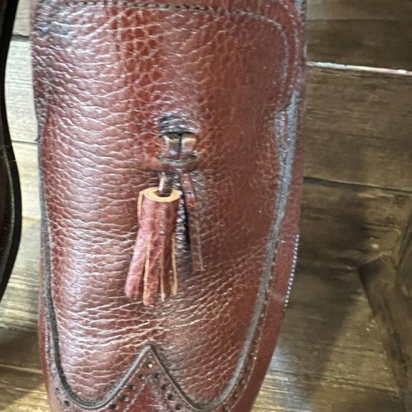 Mens Florsheim Made in USA Brown Leather Wingtip Tasseled Loafers Shoes 11 C GUC - Picture 4 of 8